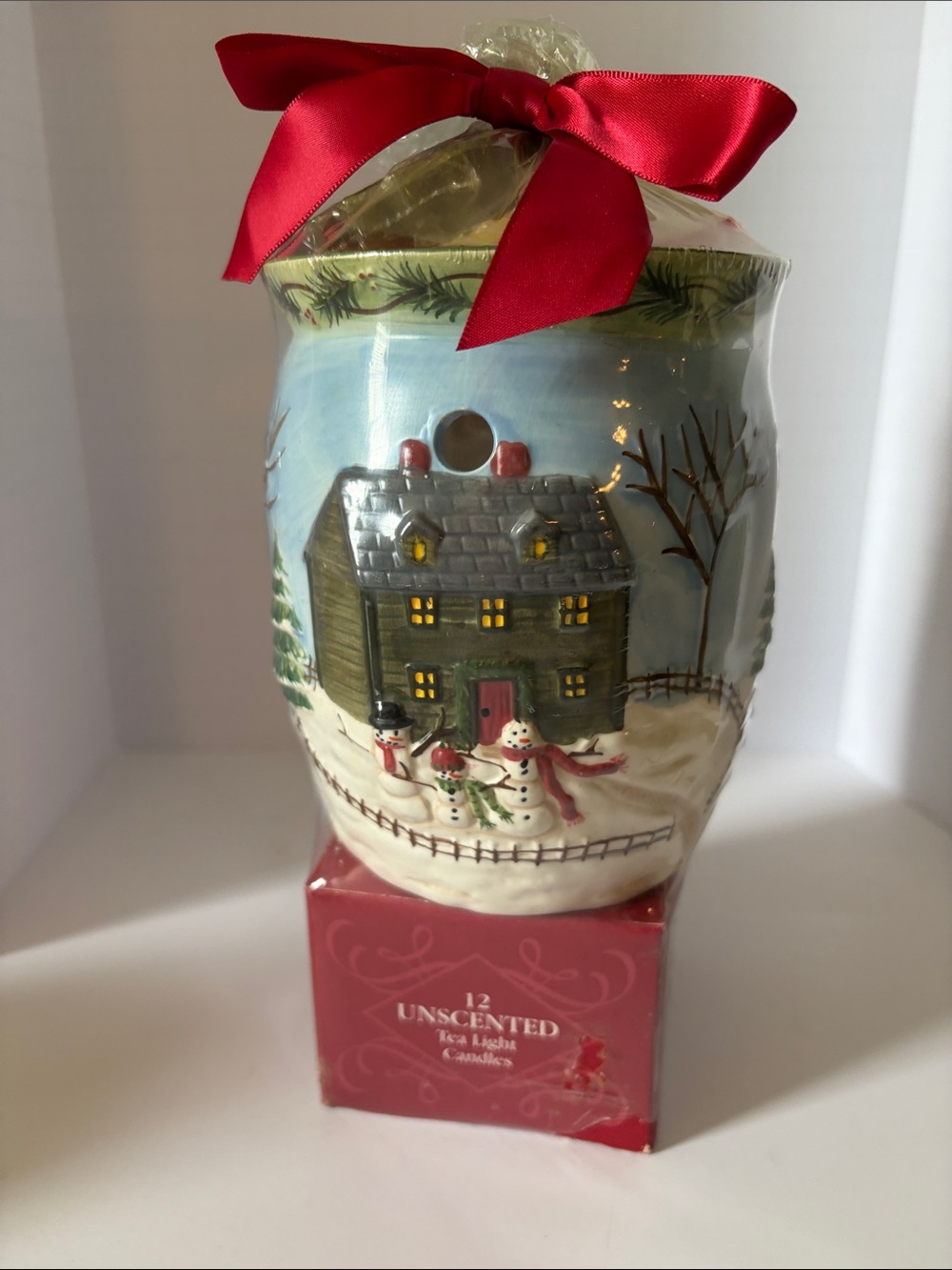 Yankee Candle Vintage Ceramic Snowman Rustic Village, Barns & Houses Warmer NWT